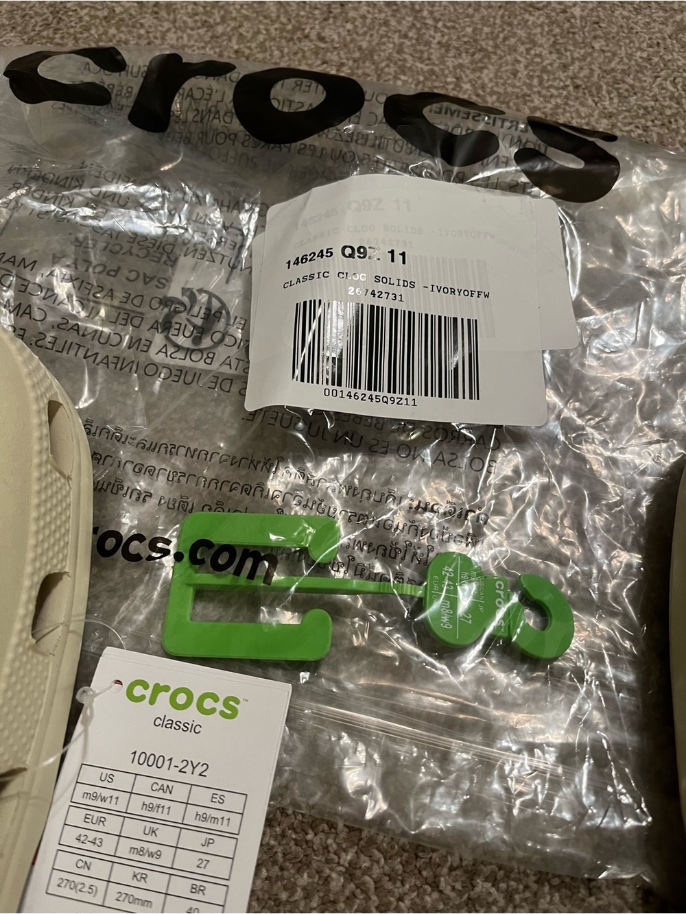 CROCS Classic Clog Sandals in Cream - Picture 7 of 9